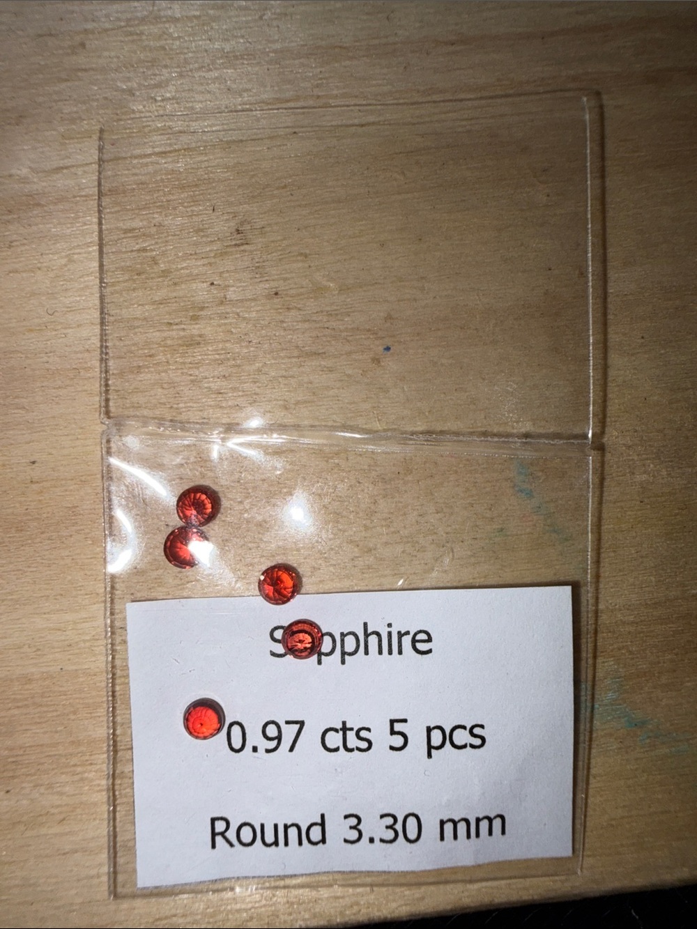 Sapphire Round Red Natural Gemstones (5 pcs)